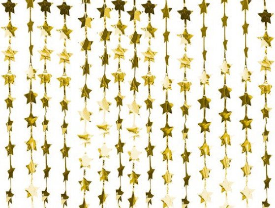 Achtergrondgordijn, Gouden glitter sterfolie  - 2m kerst- touchofgold